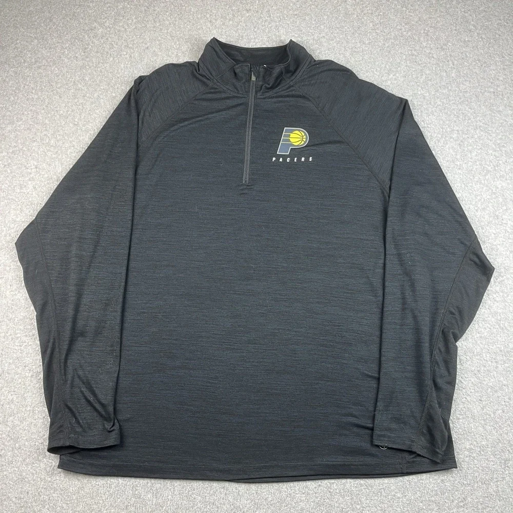 Indiana Pacers Pullover Mens 2XL Gray 47 Brand 1/4 Zip Mock Striped Pullover NBA